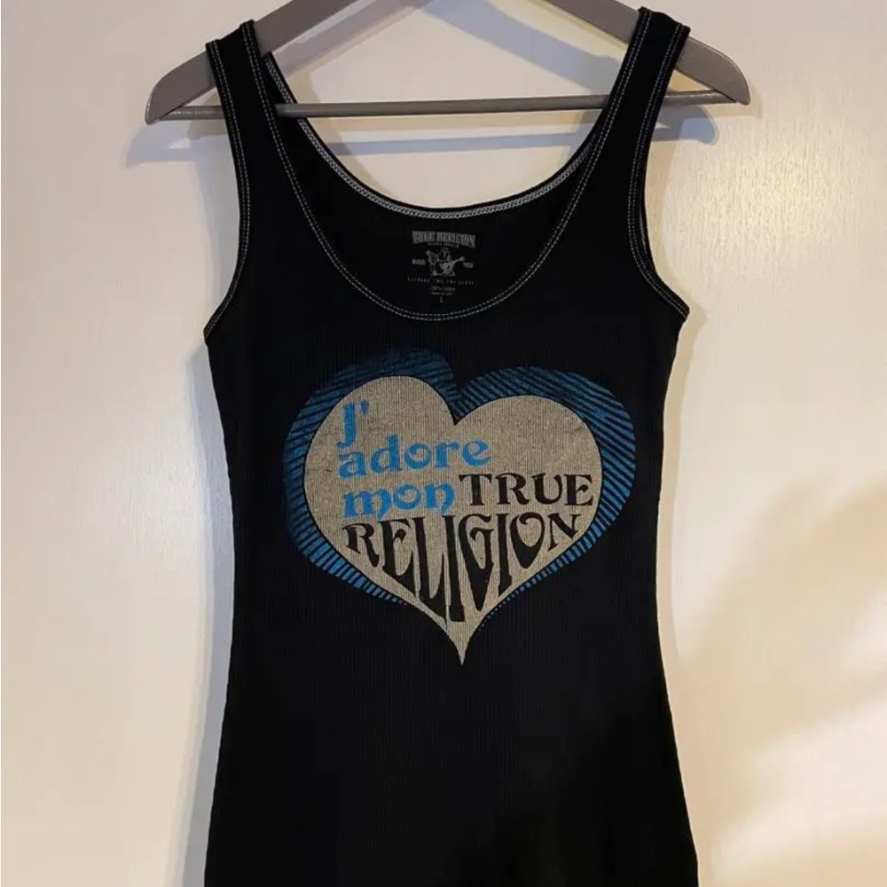 True Religion Black Logo T-Shirt. Size S